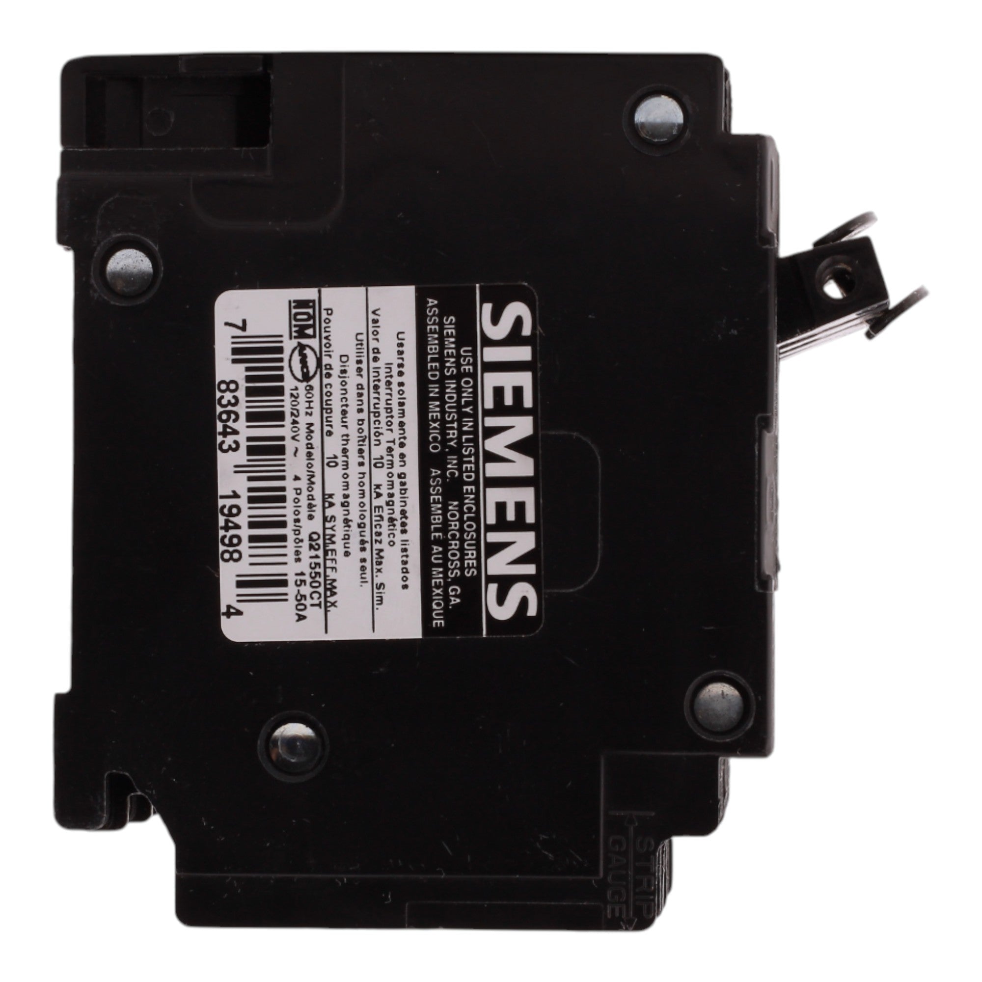 Siemens QT Q21550CT 15-50A 1P/2P 120/240V Triplex Circuit Breaker - Image 9
