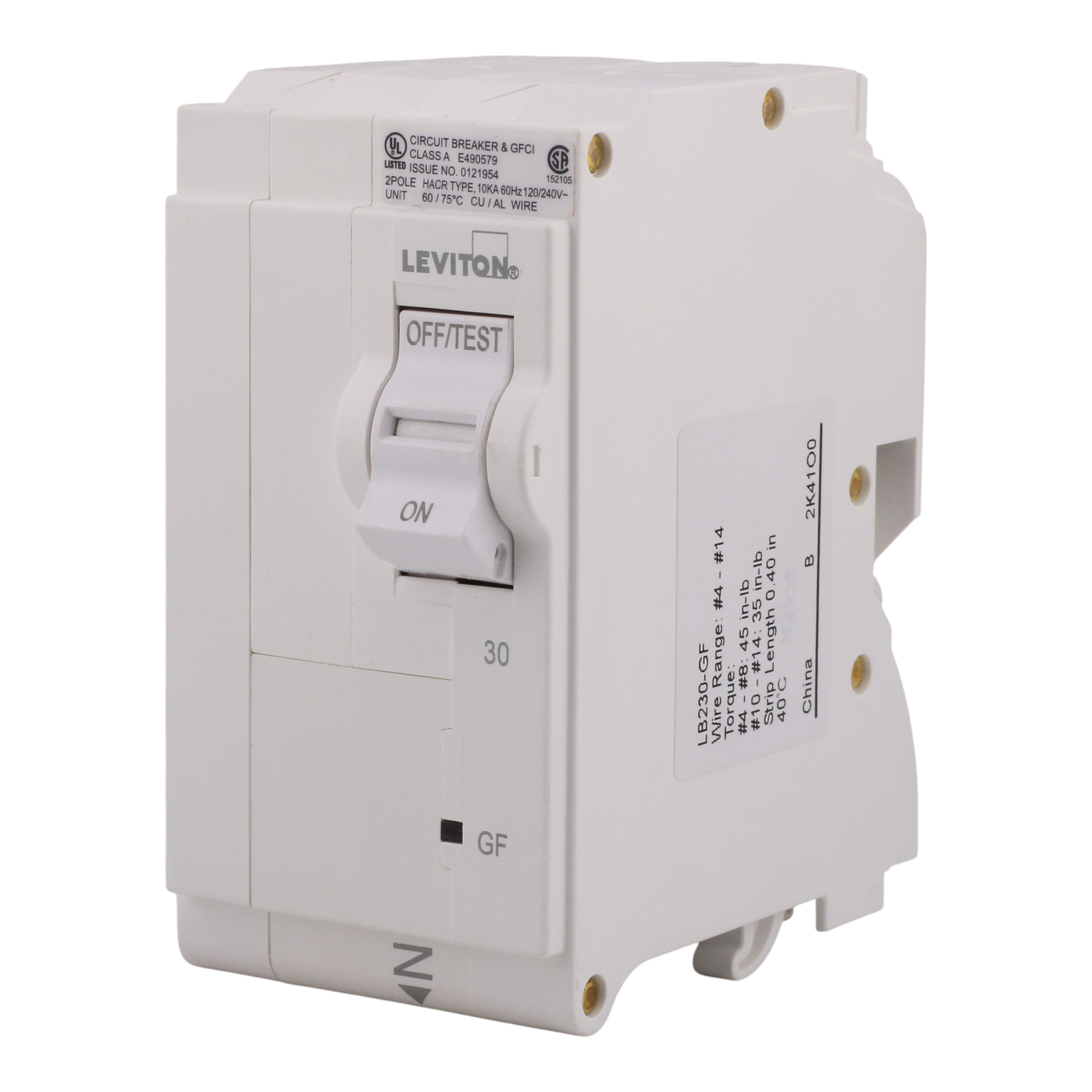 Leviton LB230-GF 30A 2P 120/240V GFCI Plug-On Neutral Circuit Breaker - Image 2