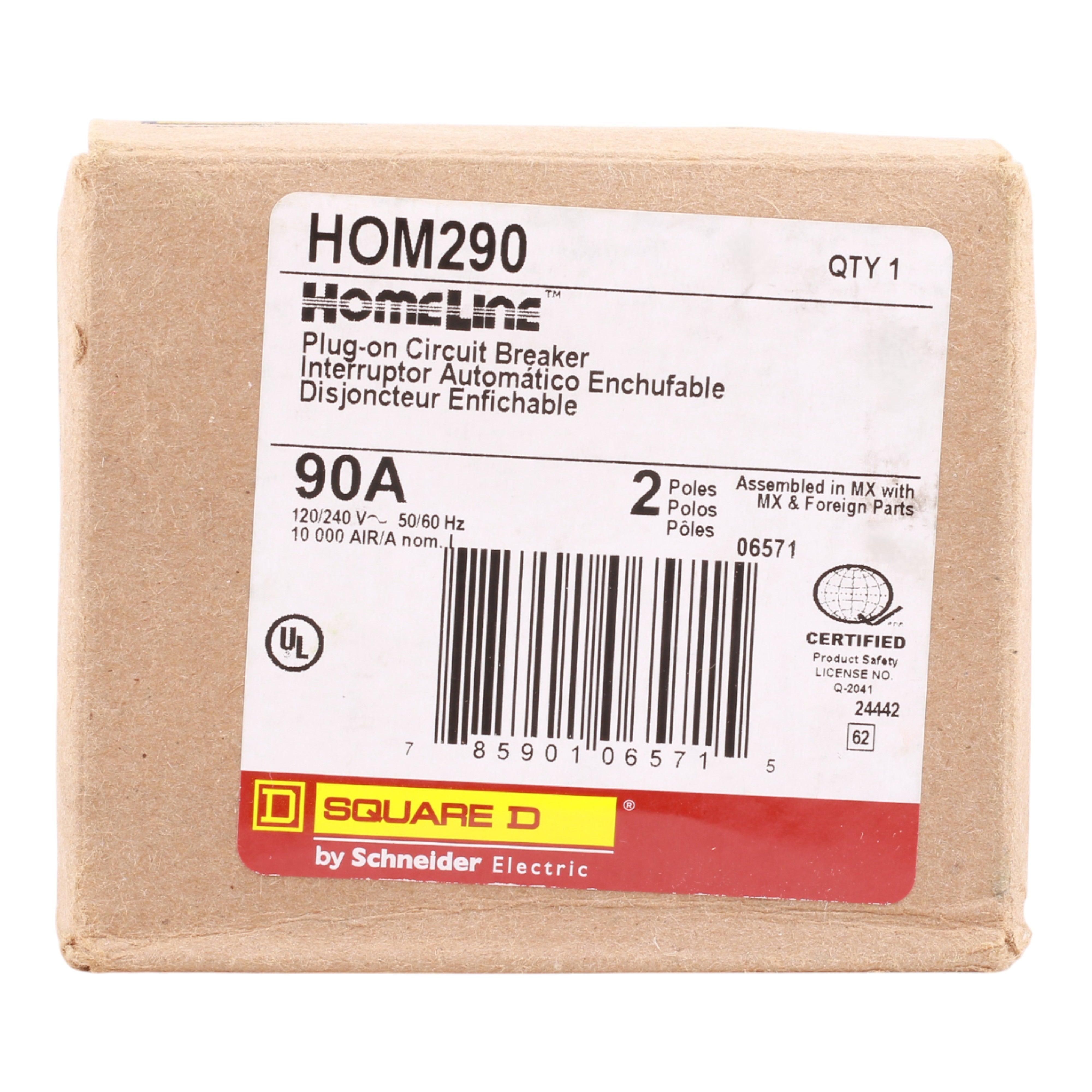 Square D Homeline HOM290 90A 2P 120/240V Standard Plug-In Circuit Breaker - Image 3