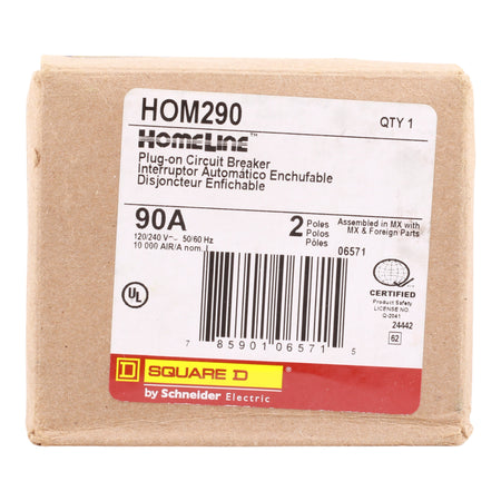 Square D Homeline HOM290 90A 2P 120/240V Standard Plug-In Circuit Breaker - Image 3