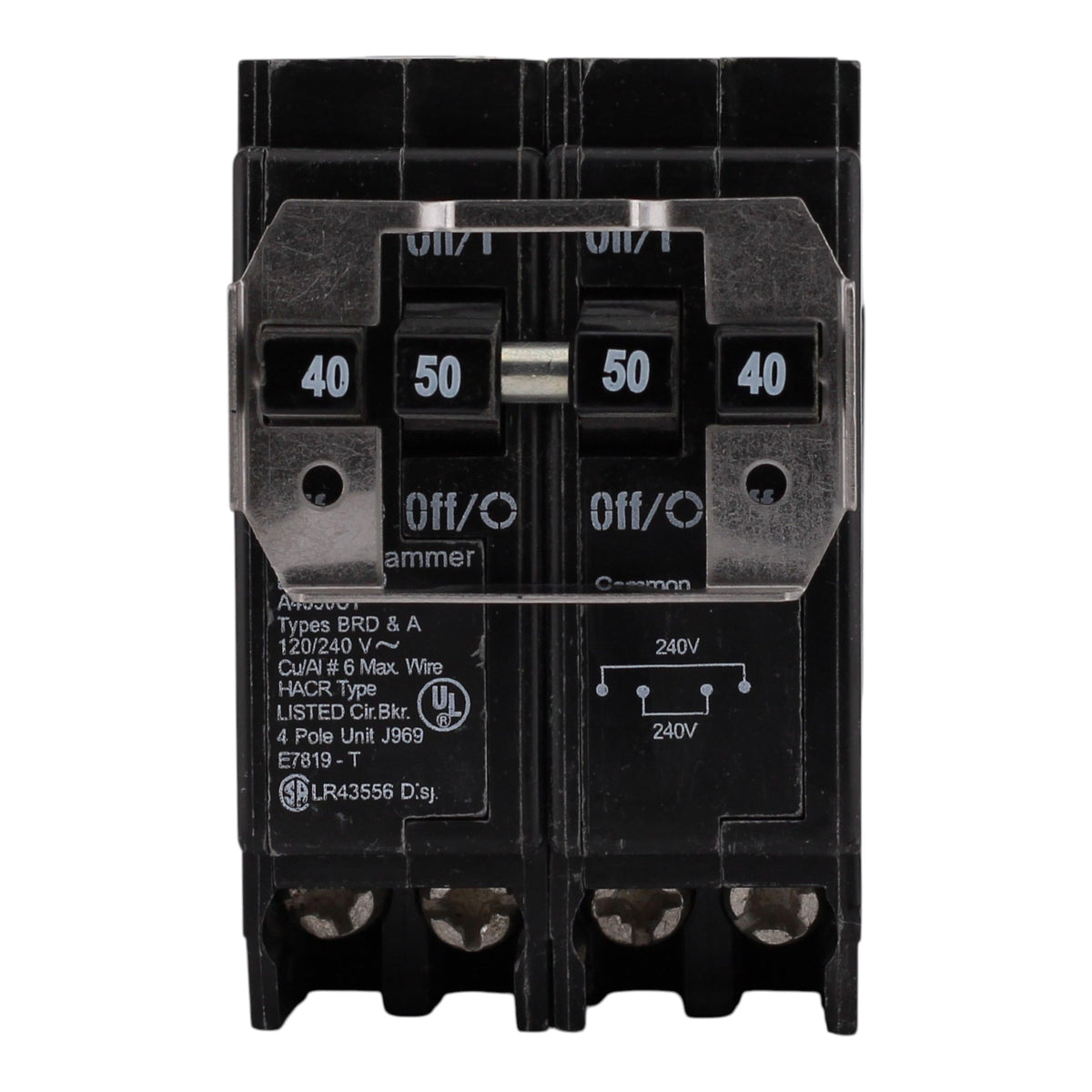 Eaton BR, BQC240250, 40A/50A, 4P, 120/240V, Quadplex, Circuit Breaker - Image 3