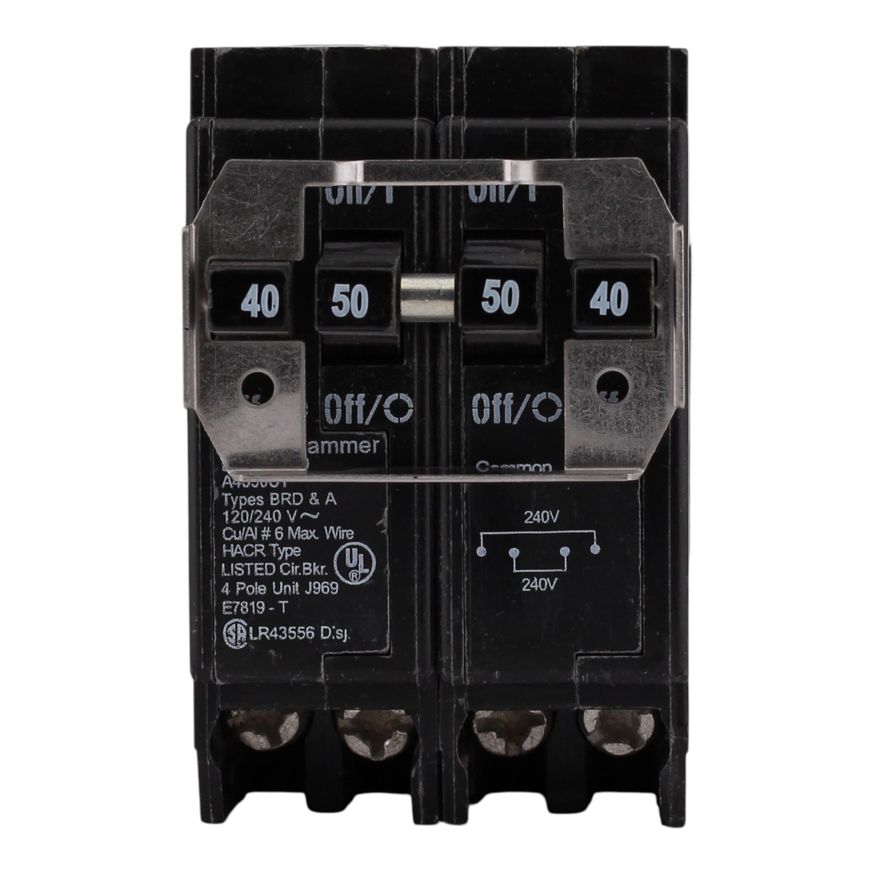 Eaton BR, BQC240250, 40A/50A, 4P, 120/240V, Quadplex, Circuit Breaker - Image 3