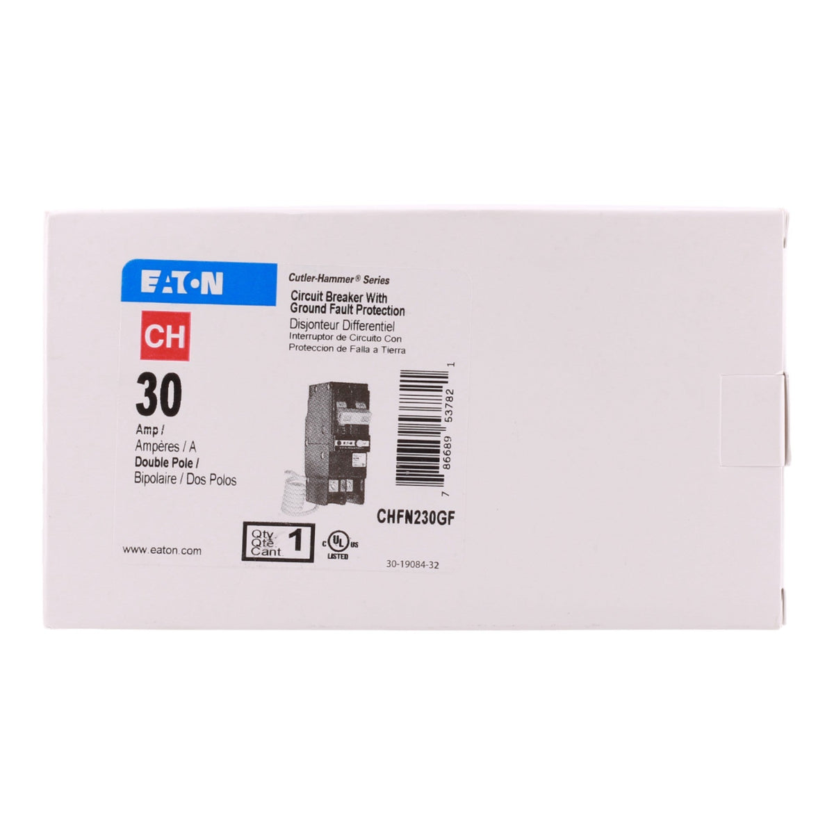Eaton CH CHFN230GF 30A 2P 120/240V GFCI Pigtail Neutral Circuit Breaker - Image 2