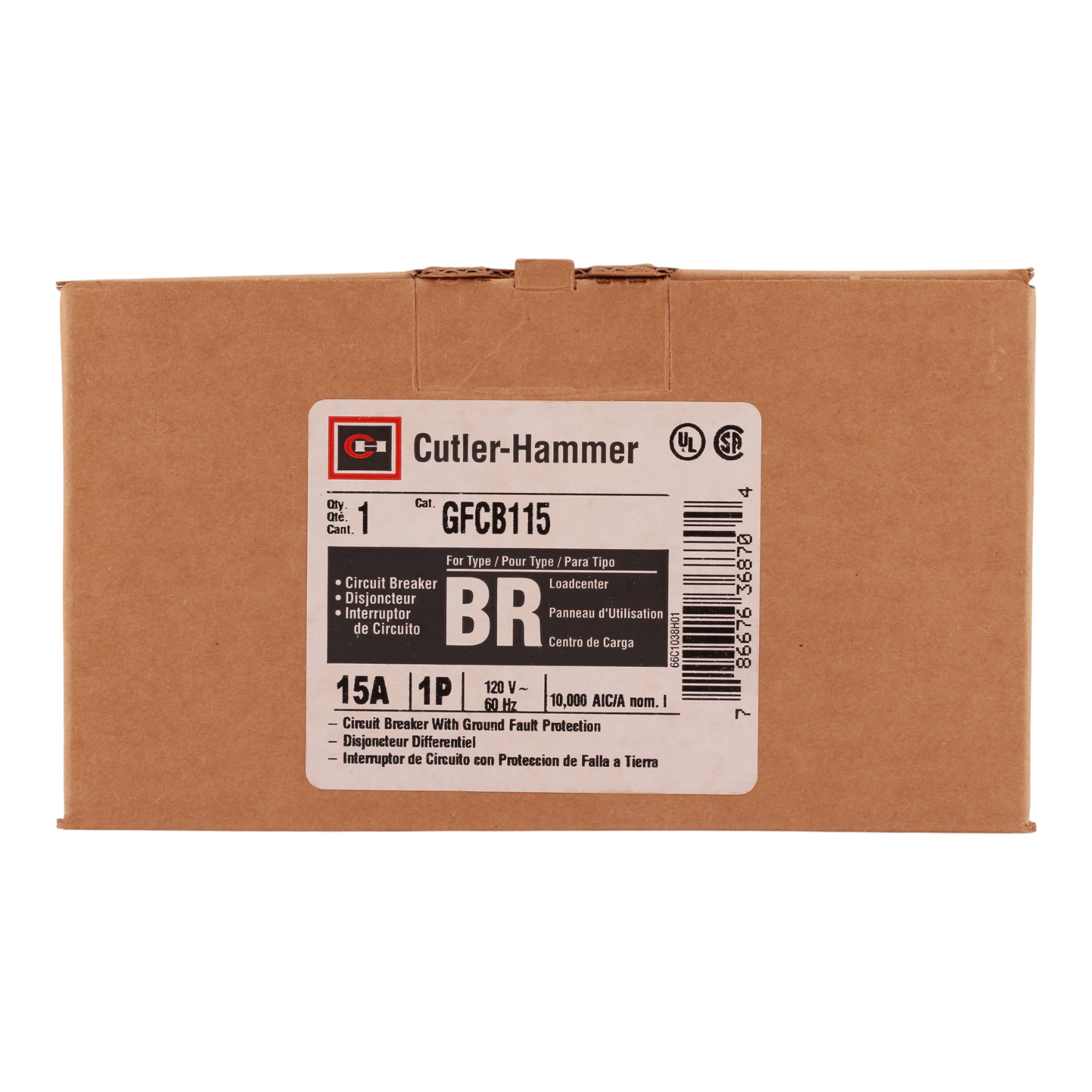 Eaton BR GFCB115 15A 1P 120V GFCI Pigtail Neutral Circuit Breaker - Image 3
