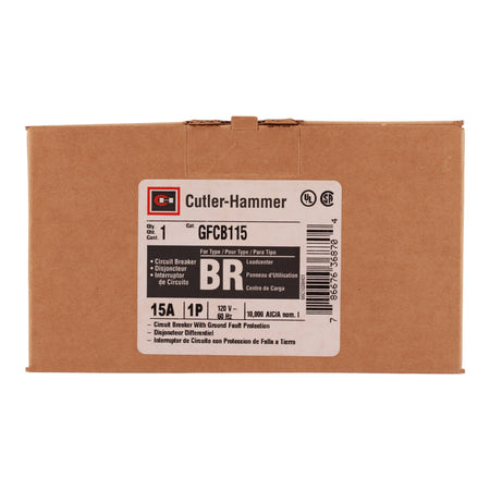 Eaton BR GFCB115 15A 1P 120V GFCI Pigtail Neutral Circuit Breaker - Image 3