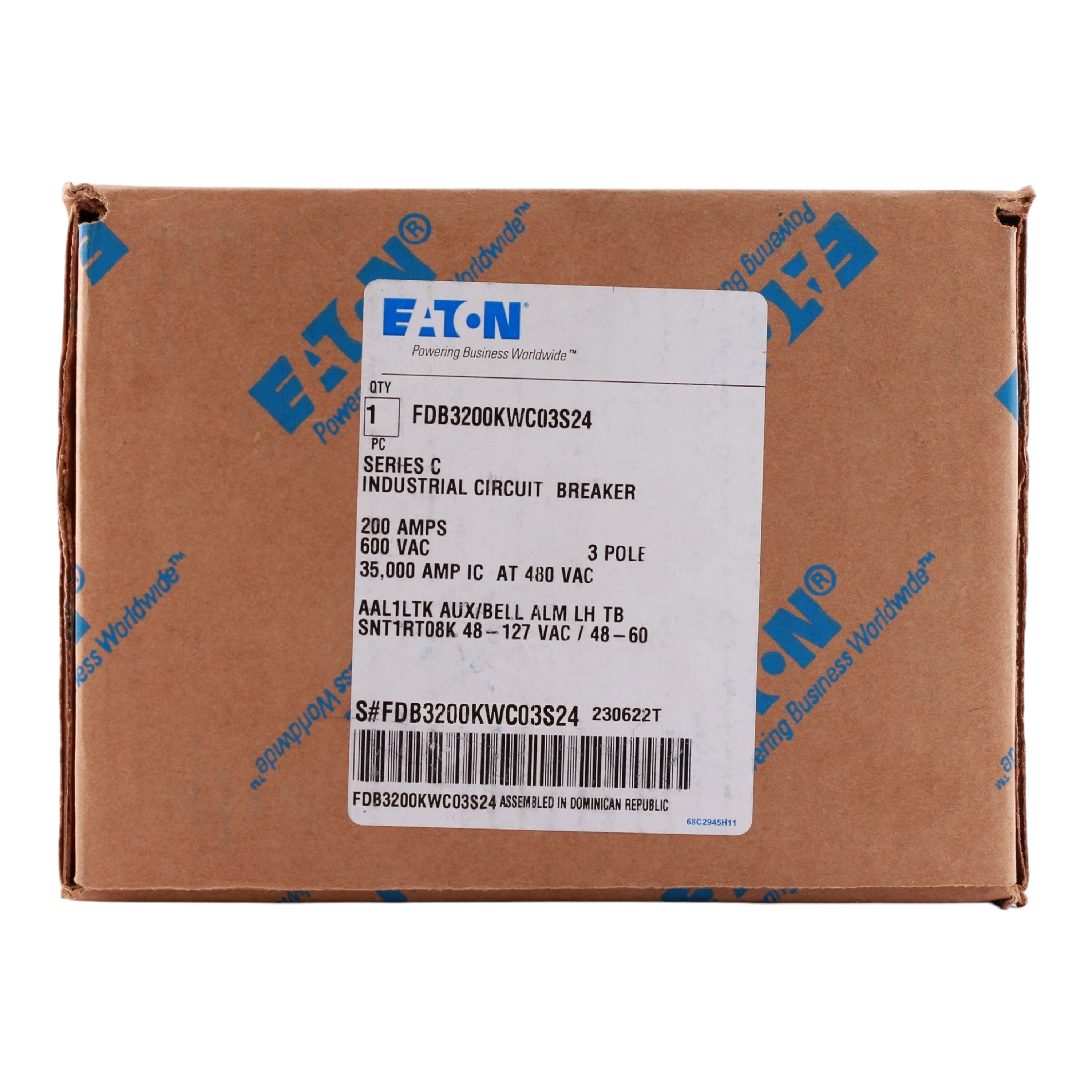 Eaton Series C, FDB3200KWC03S24, F-Frame, 200A, 3P, 600VAC/250VDC, Molded Case Switch, with Auxiliary Switch & Shunt Trip - Image 3