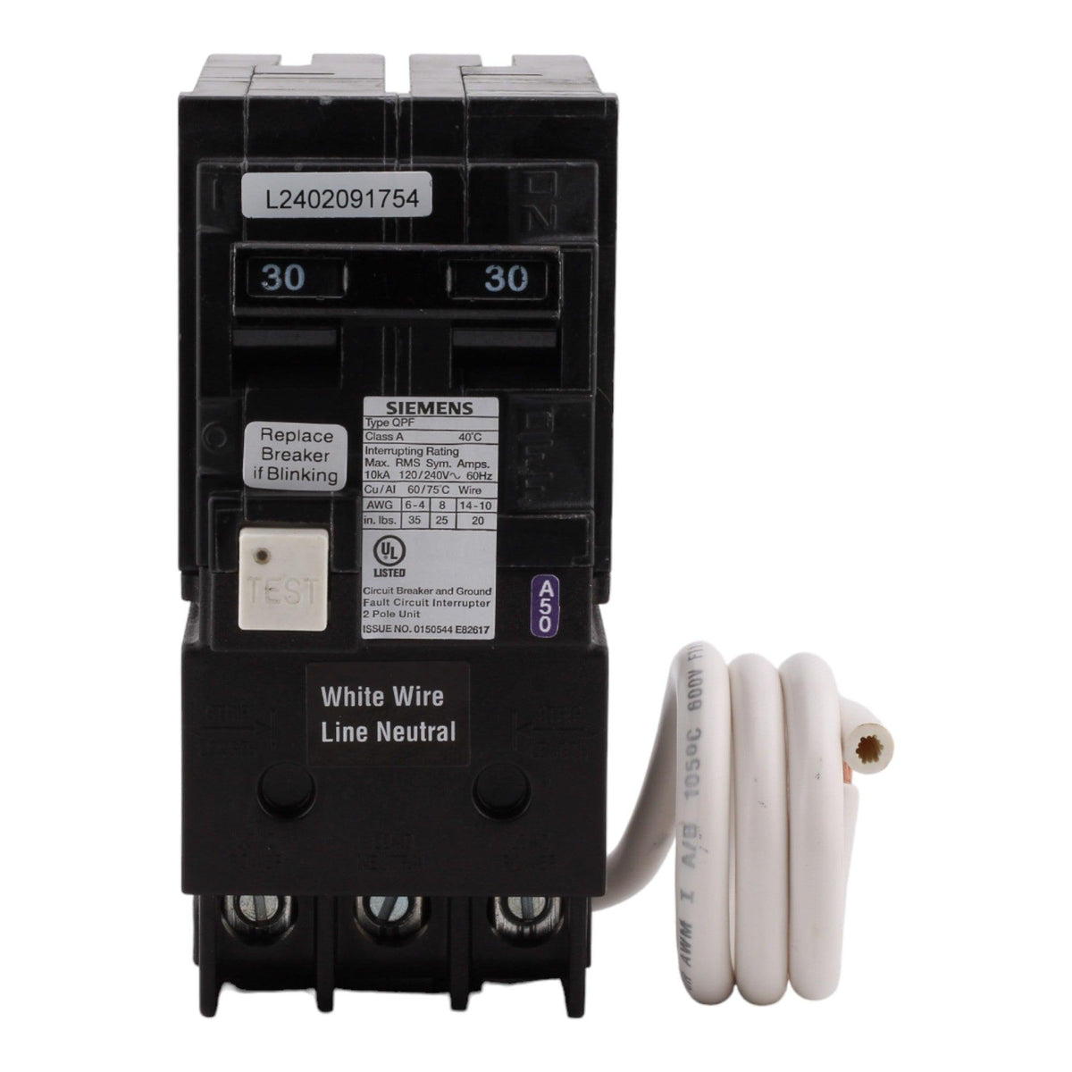 Siemens QF230A, 30 Amp, 120/240 Volt, Double Pole, GFCI Circuit Breaker, Plug-In Connection, For Siemens Type EQ, EQL, SEQ Loadcenters - Image 3
