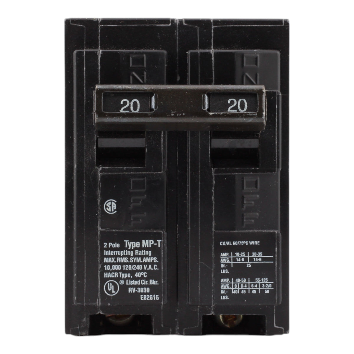 Murray MP220 20A 120/240V 2-Pole Miniature Thermal Magnetic Circuit Breaker, Compatible with Murray and Siemens Load Centers - Image 2