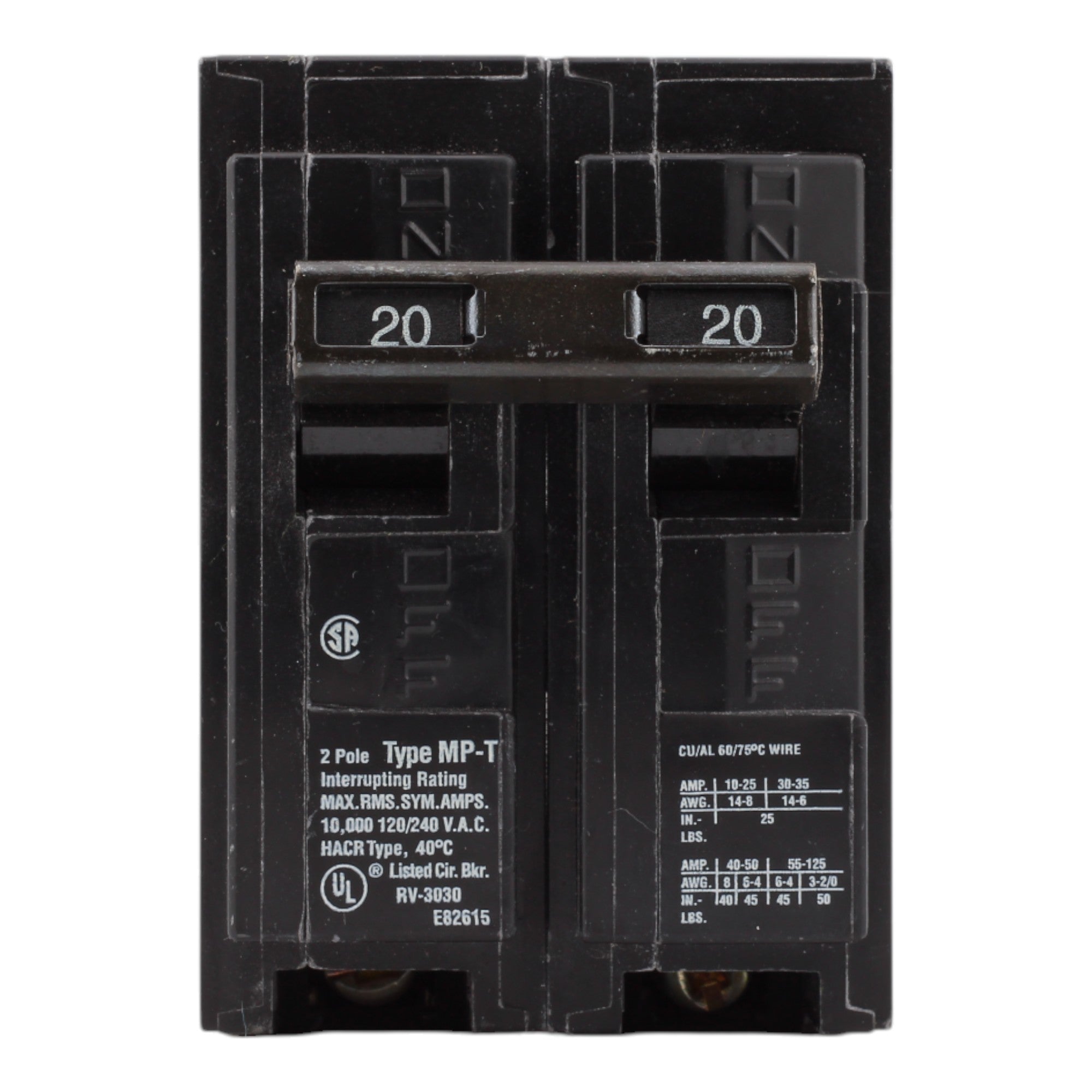 Murray MP220 20A 120/240V 2-Pole Miniature Thermal Magnetic Circuit Breaker, Compatible with Murray and Siemens Load Centers - Image 2