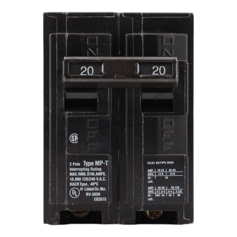 Murray MP220 20A 120/240V 2-Pole Miniature Thermal Magnetic Circuit Breaker, Compatible with Murray and Siemens Load Centers - Image 2