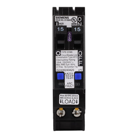 Siemens Q1515AFCN 15/15 Amps 120 Volts Tandem Combination Arc-Fault Circuit Breaker, Plug-On Neutral - Image 2