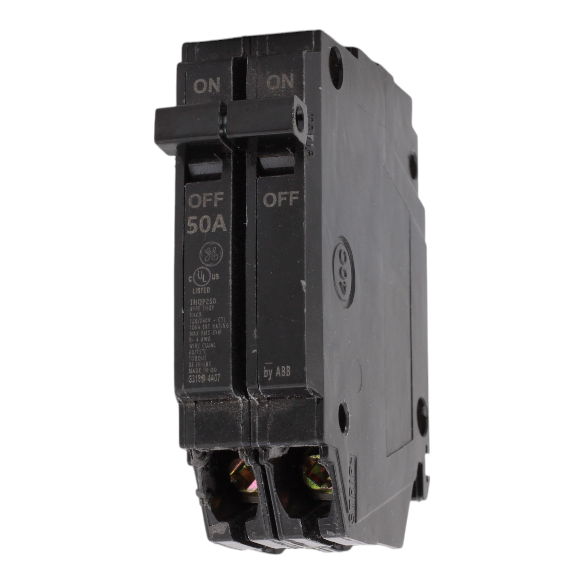 GE THQP250, 50A, 120/240V, 2-Pole Circuit Breaker, Plug-In, for Load Centers and Lighting Panels - Image 3