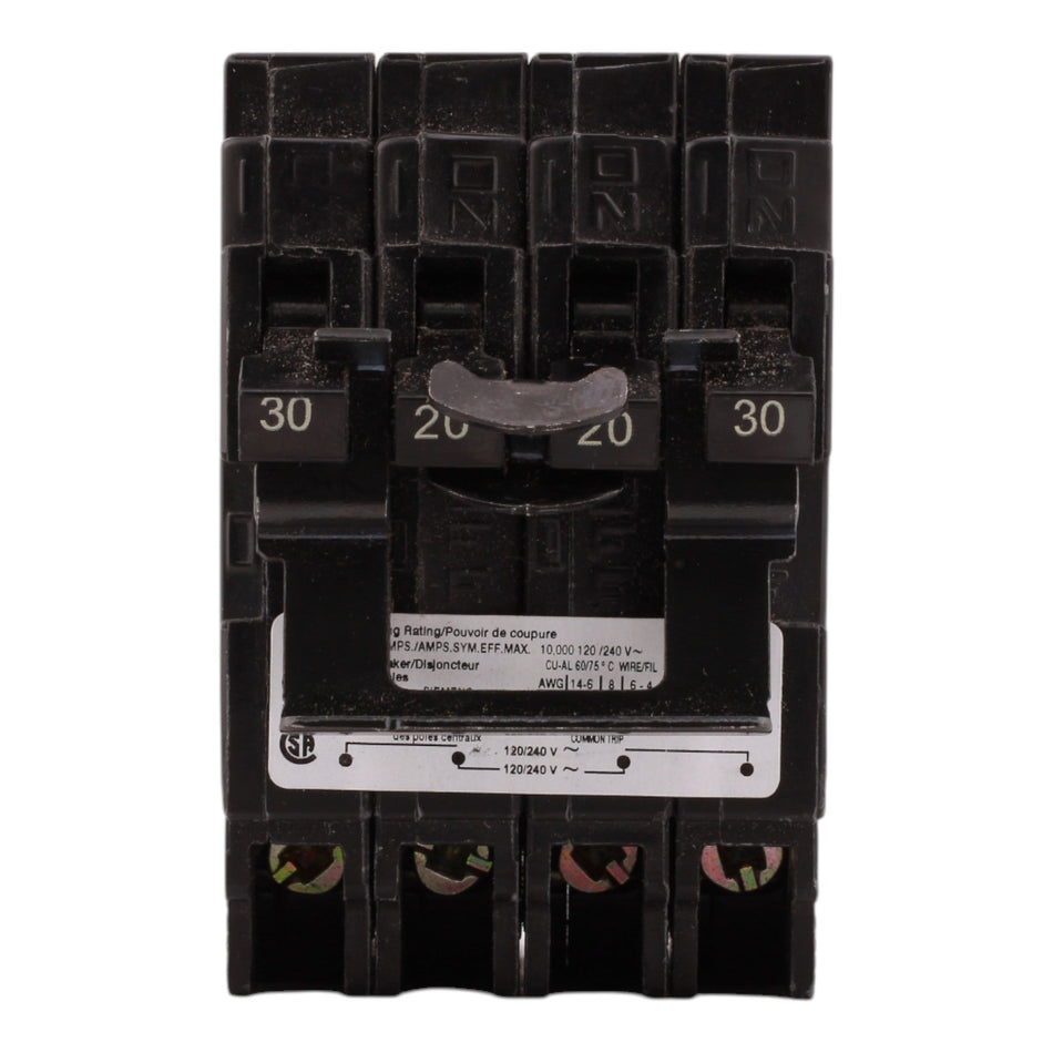 Siemens Q23020CT2 30A-20A 2P 120/240V Duplex Circuit Breaker - Image 2