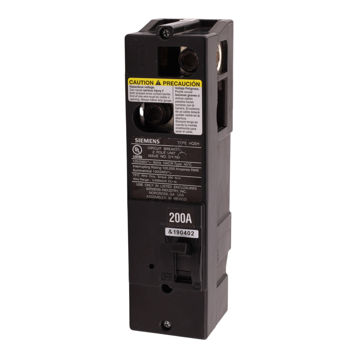 Siemens QS HQS2200H 200A 2P 120/240V Main Circuit Breaker - Image 3