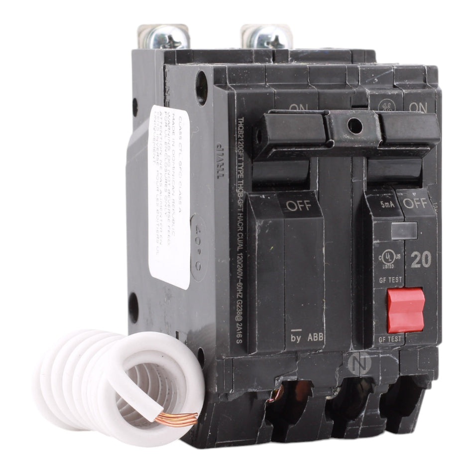GE THQB2120GFT 20 Amp Double Pole 120/240V Bolt-On GFCI Ground Fault Circuit Breaker UL - Image 2