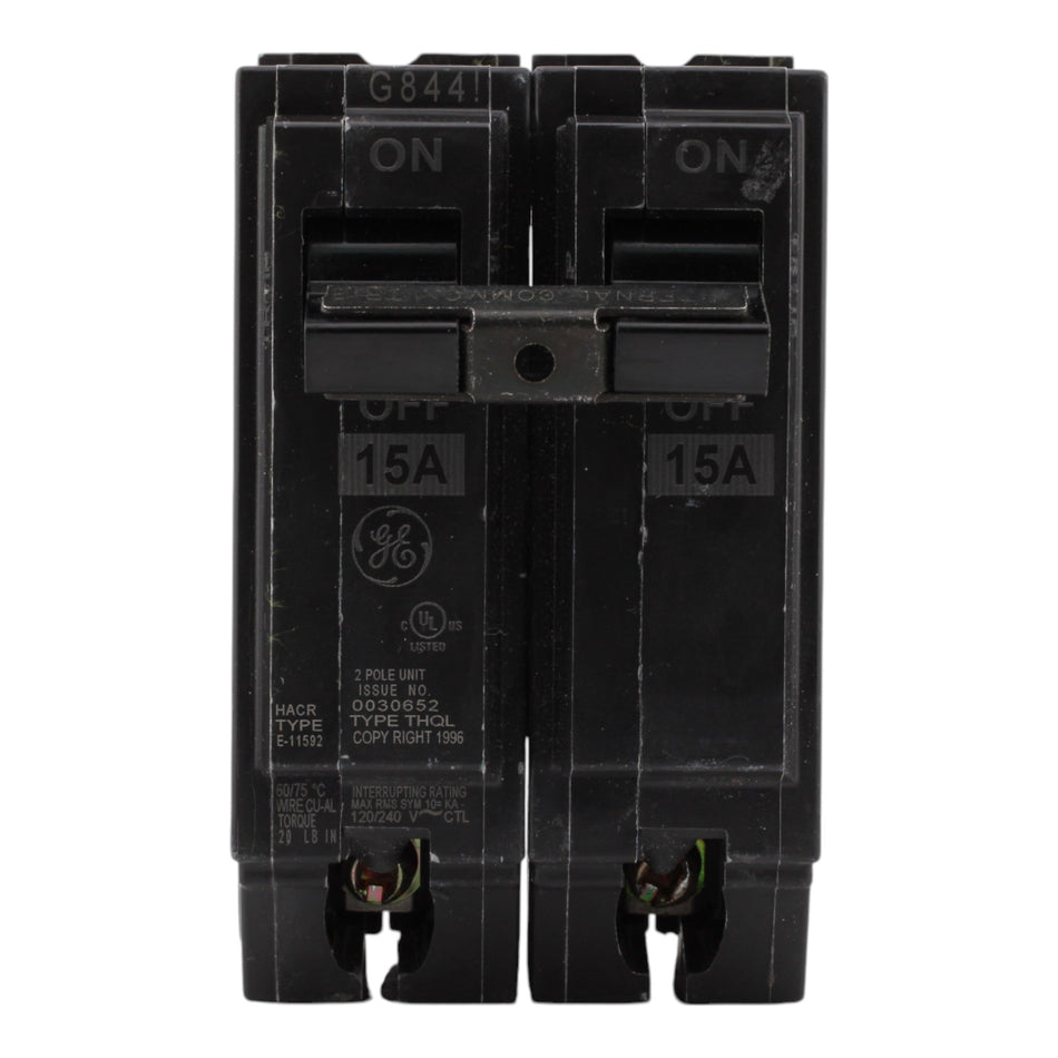 GE THQL2115 15A 2P 120/240V Q-Line Plug-In Circuit Breaker - Image 2