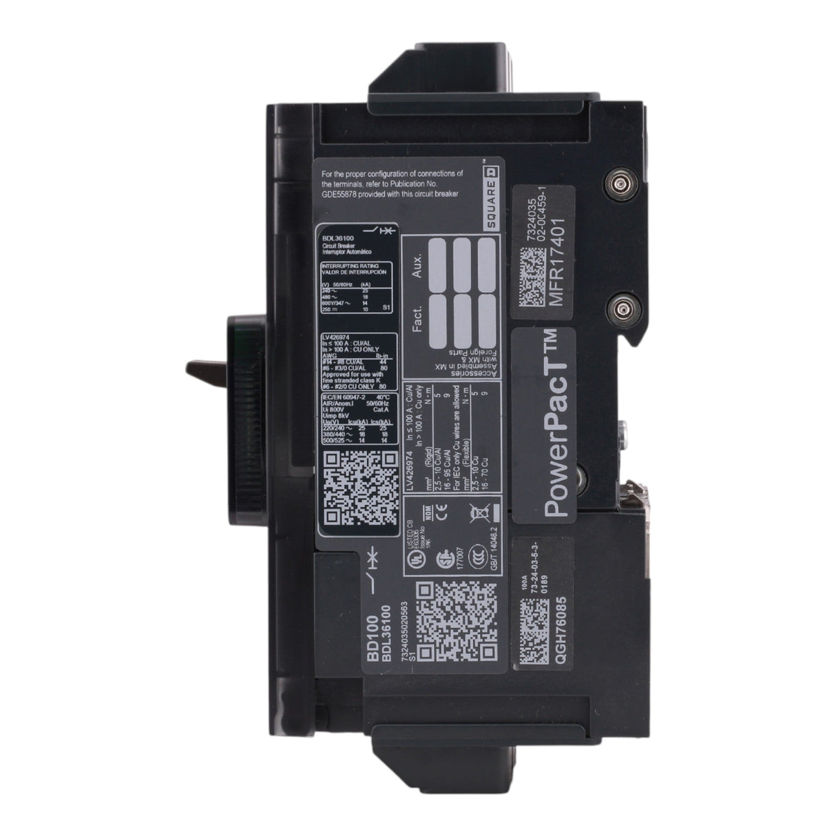 Square D PowerPacT B BDL36100 100A 3P 600Y/347V Circuit Breaker - Image 6