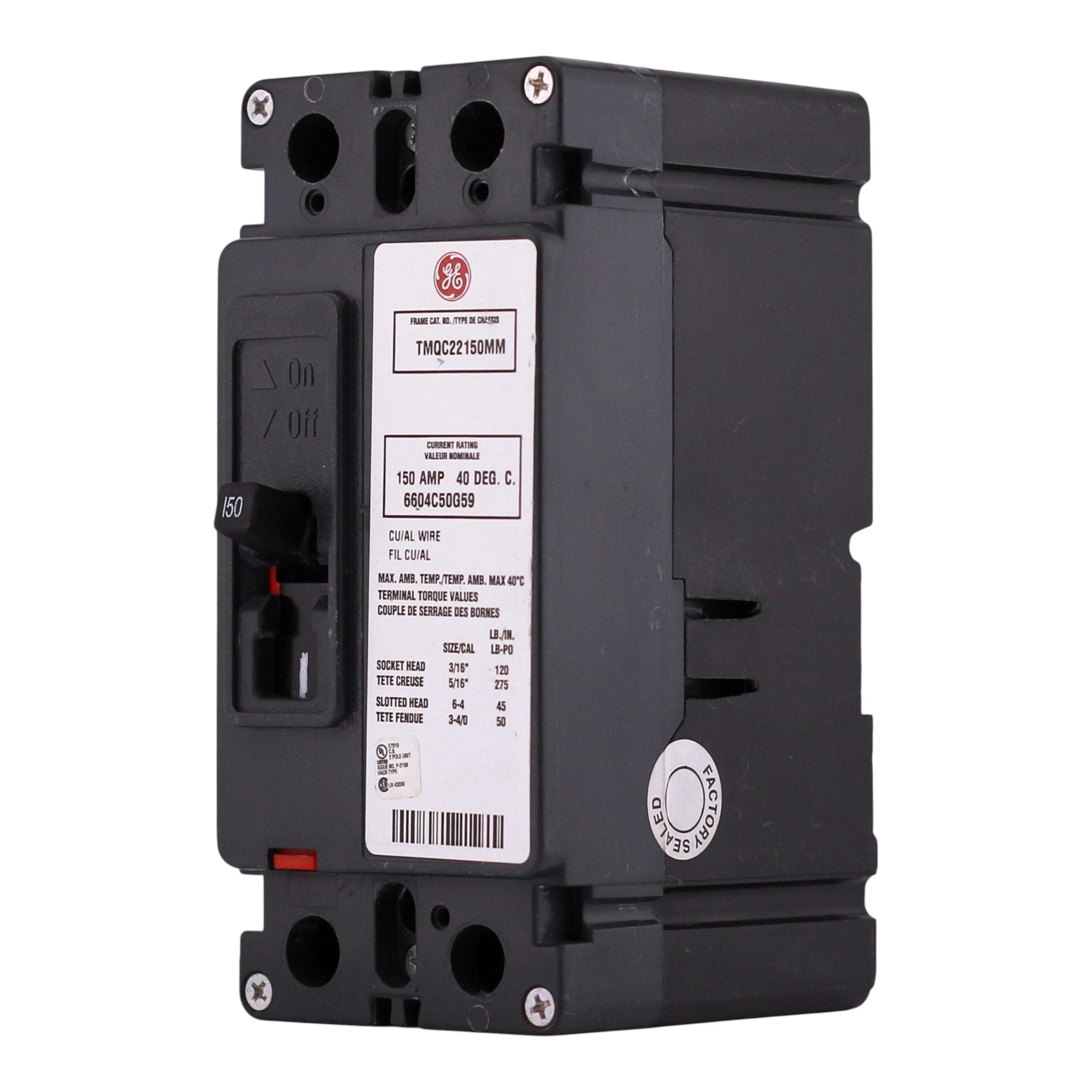 ABB Q-Line, TMQC22150MM, 150A, 2P, 240V, 42kA, Tenant Main, Circuit Breaker - Image 2