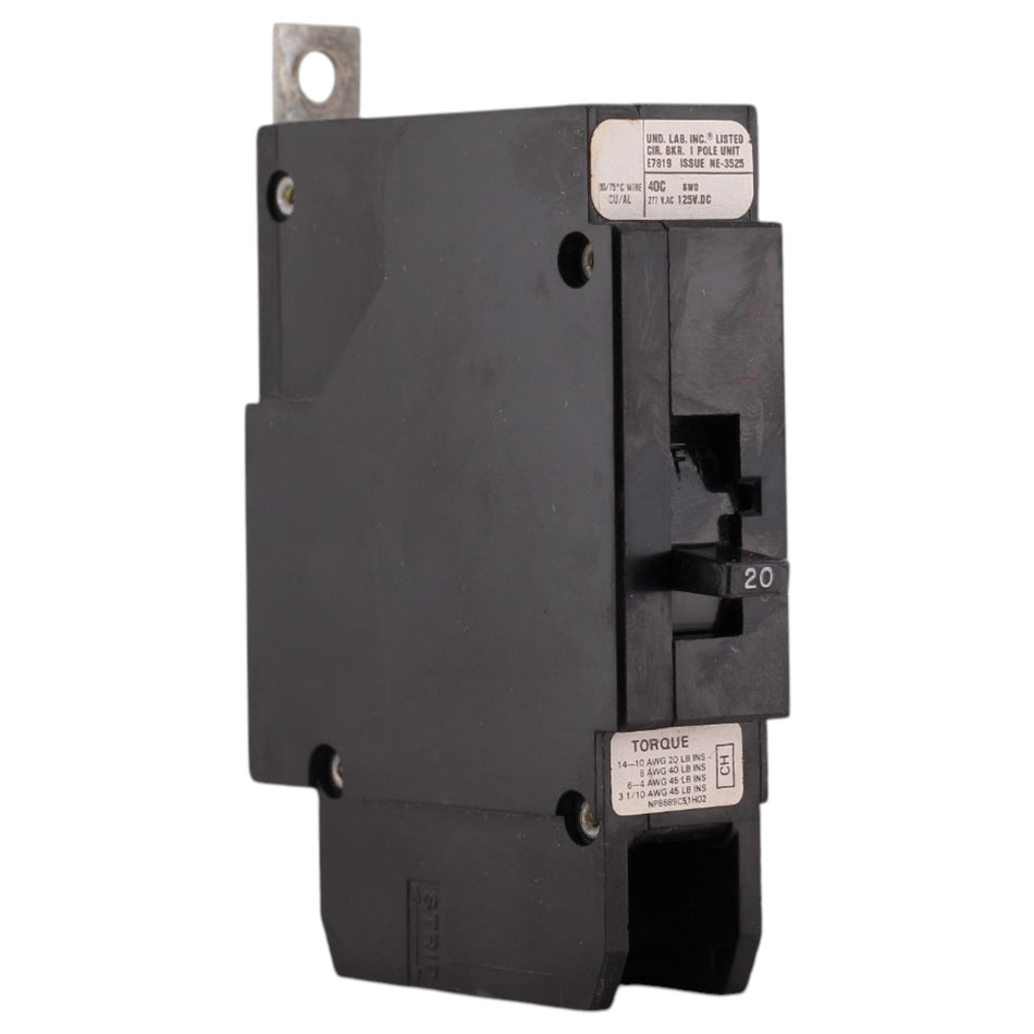 Challenger CH, CH1020, 20A, 1P, 277V, Bolt-On, Circuit Breaker