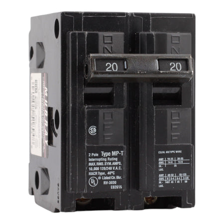 Murray MP220 20A 120/240V 2-Pole Miniature Thermal Magnetic Circuit Breaker, Compatible with Murray and Siemens Load Centers