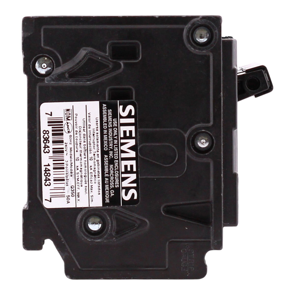 Siemens QP, Q350, 50A, 3P, 240V, Thermal Magnetic, Plug-In, Circuit Breaker - Image 4