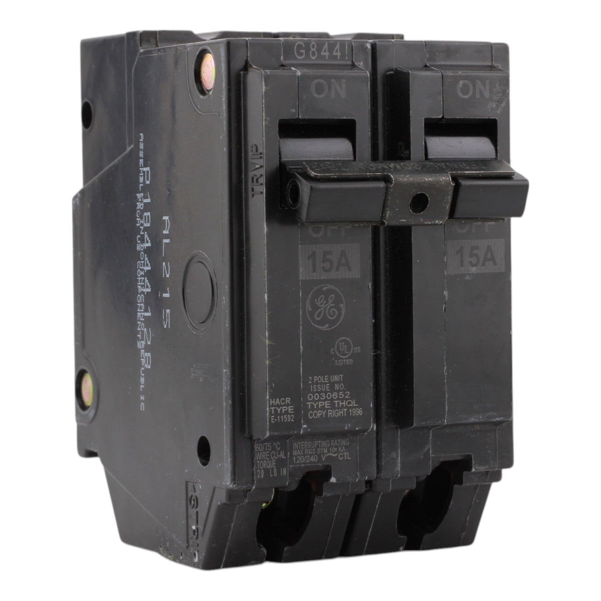 GE THQL2115 15A 2P 120/240V Q-Line Plug-In Circuit Breaker