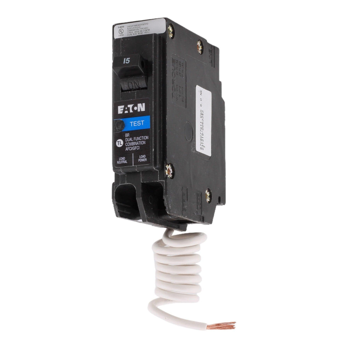 Eaton BR BRN115DF 15A 1P 120V AFCI/GFCI Pigtail Neutral Circuit Breaker - Image 3