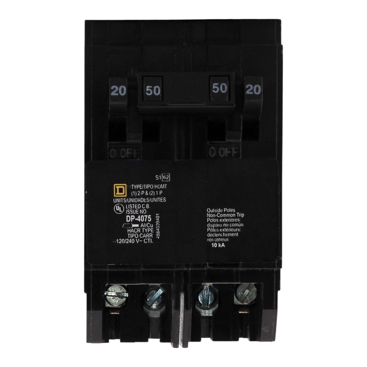 Square D Homeline HOMT2020250 20A/20A/50A Quad Tandem Circuit Breaker - Image 3