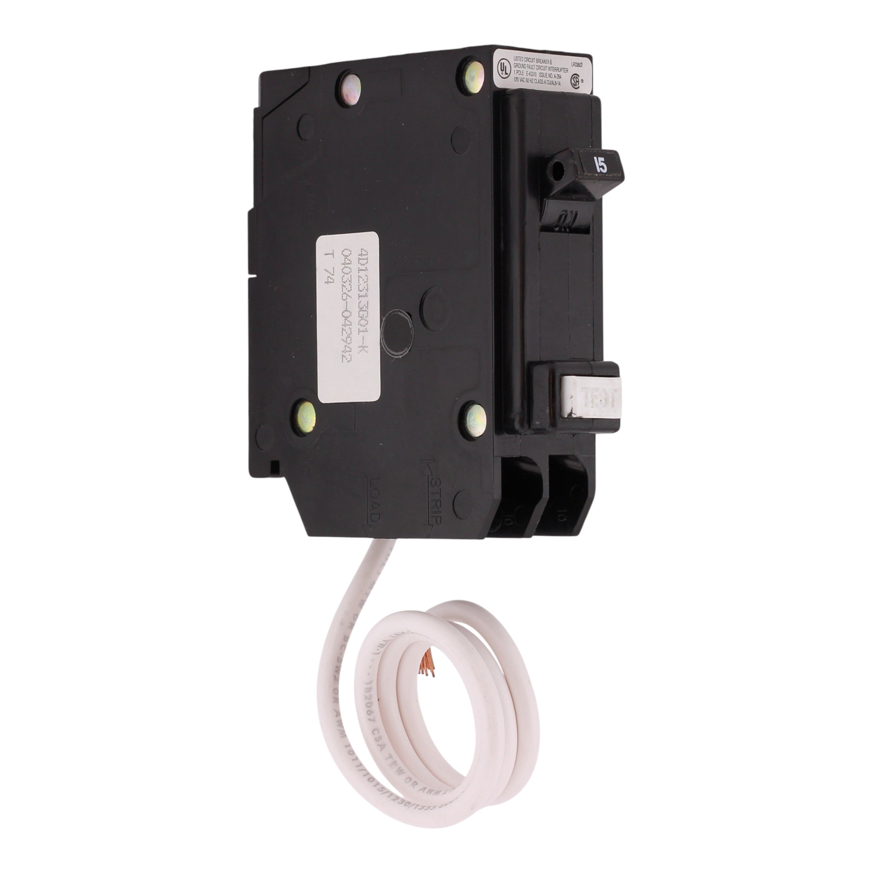 Eaton BR GFCB115 15A 1P 120V GFCI Pigtail Neutral Circuit Breaker