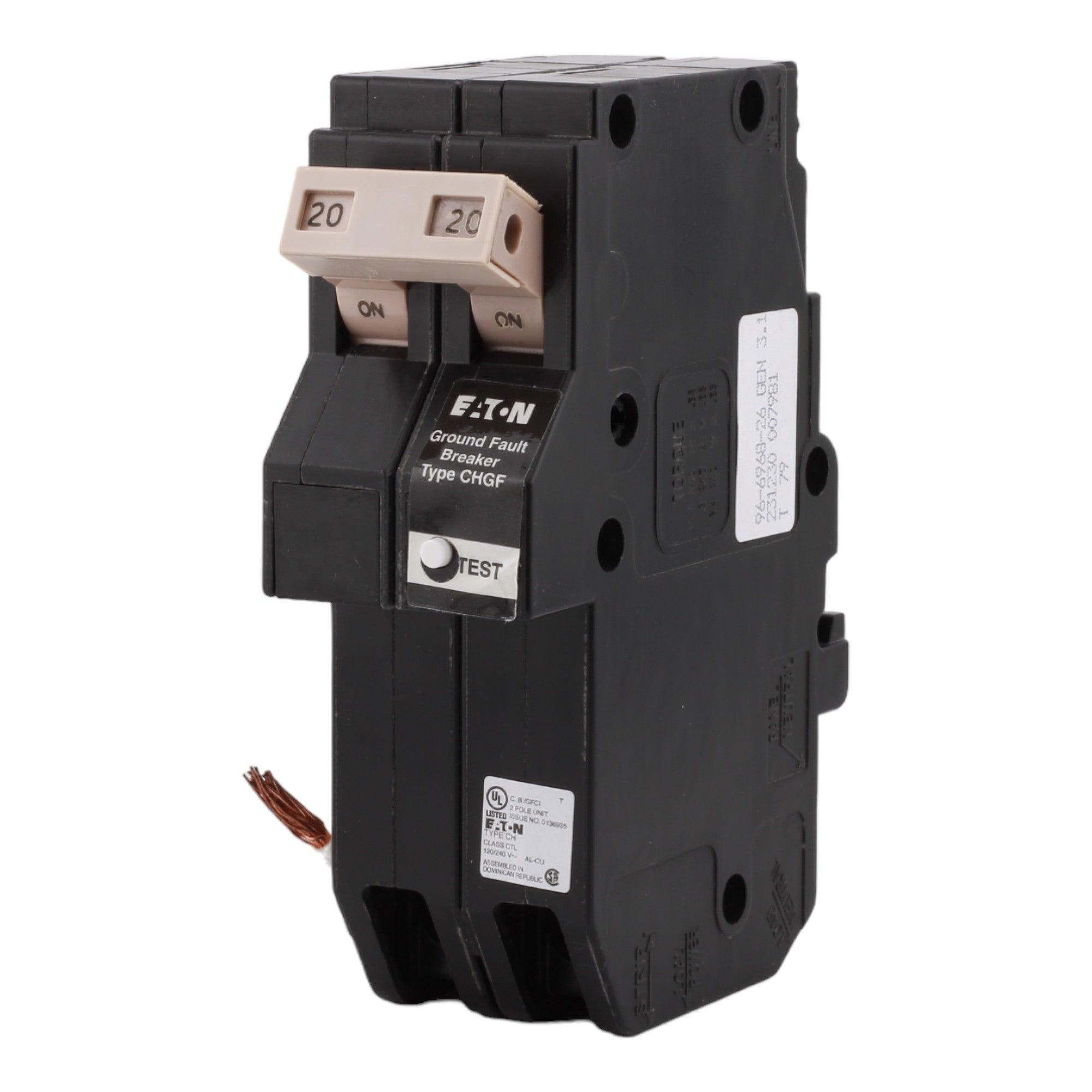 Eaton CHN220GF 20 Amp Double Pole 240V Pigtail-Neutral GFCI Ground Fault Circuit Breaker UL - Image 3