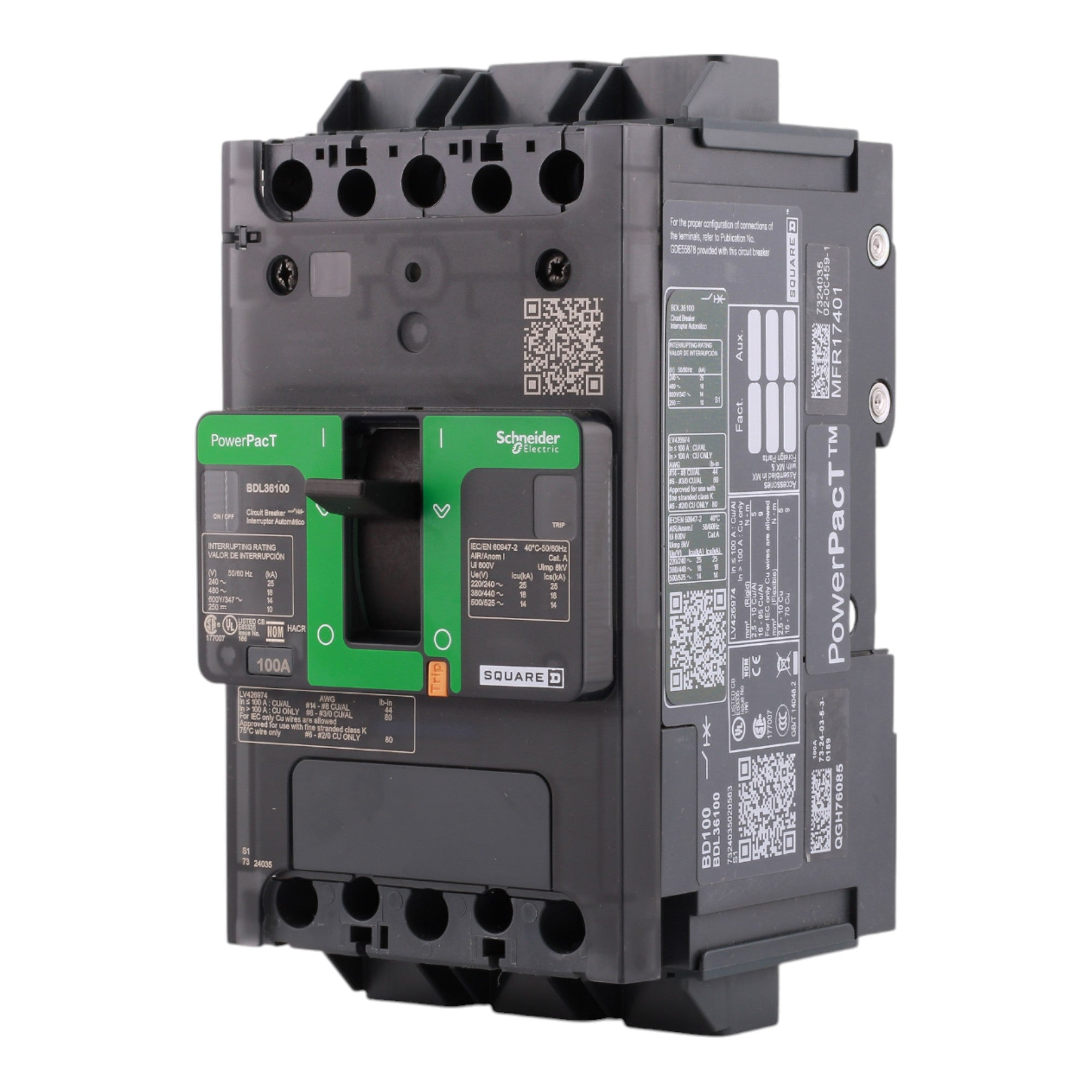 Square D PowerPacT B BDL36100 100A 3P 600Y/347V Circuit Breaker - Image 3