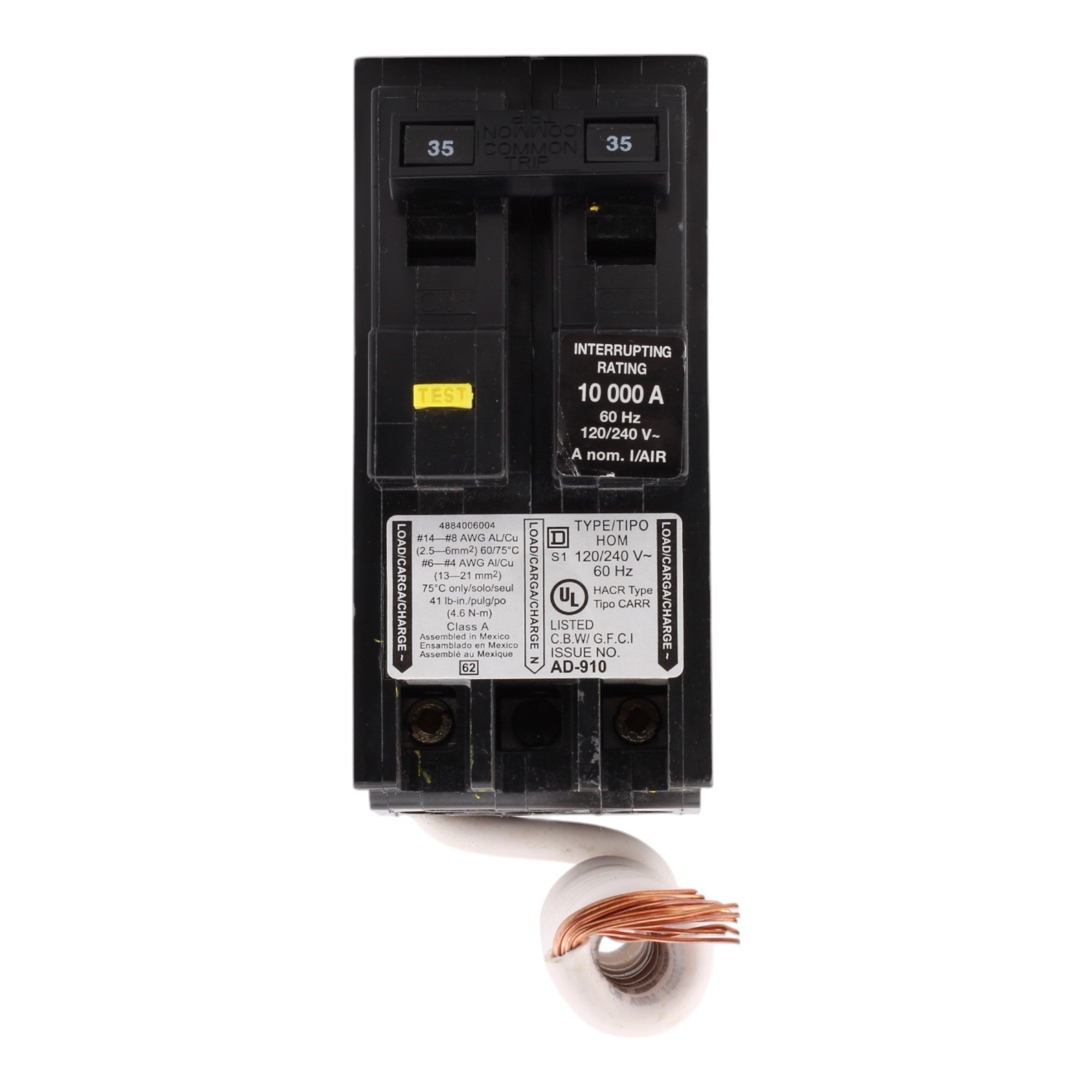 Square D HOM235GFI, 35A, 120/240V, 2-Pole GFCI Circuit Breaker, Plug-In, for Homeline Load Centers - Image 2