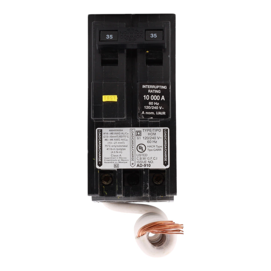 Square D HOM235GFI, 35A, 120/240V, 2-Pole GFCI Circuit Breaker, Plug-In, for Homeline Load Centers - Image 2