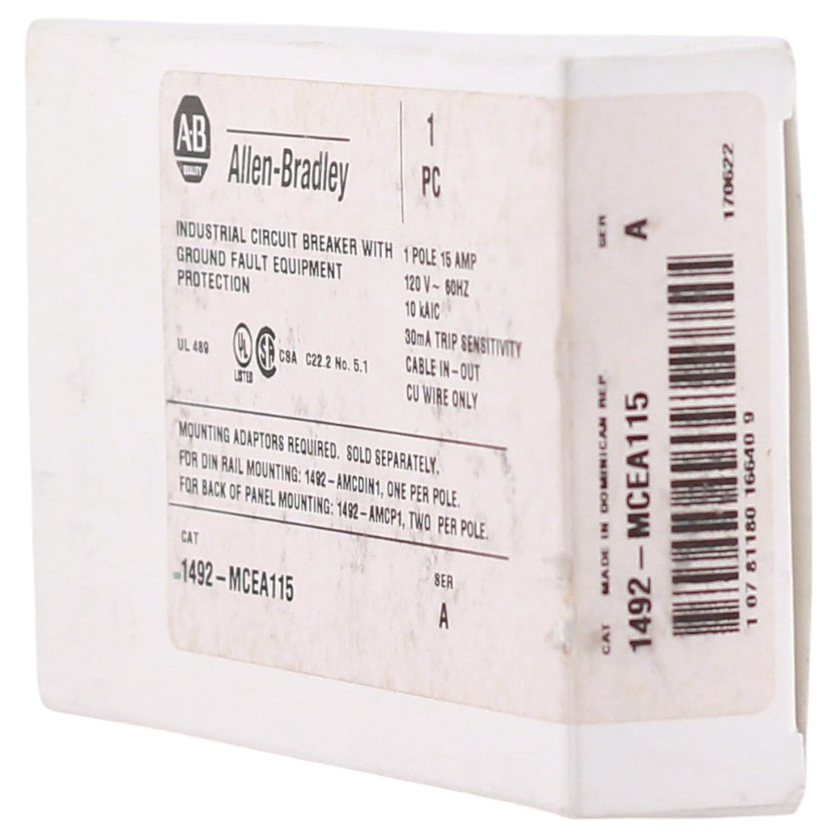 Allen-Bradley 1492-MC, 1492-MCEA115, 15A, 1P, 120V, GFEP, Panel Mount, Circuit Breaker - Image 9