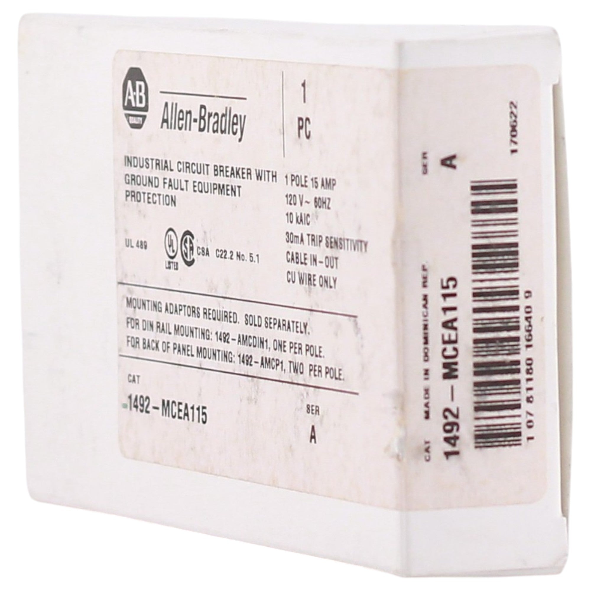 Allen-Bradley 1492-MC, 1492-MCEA115, 15A, 1P, 120V, GFEP, Panel Mount, Circuit Breaker - Image 9