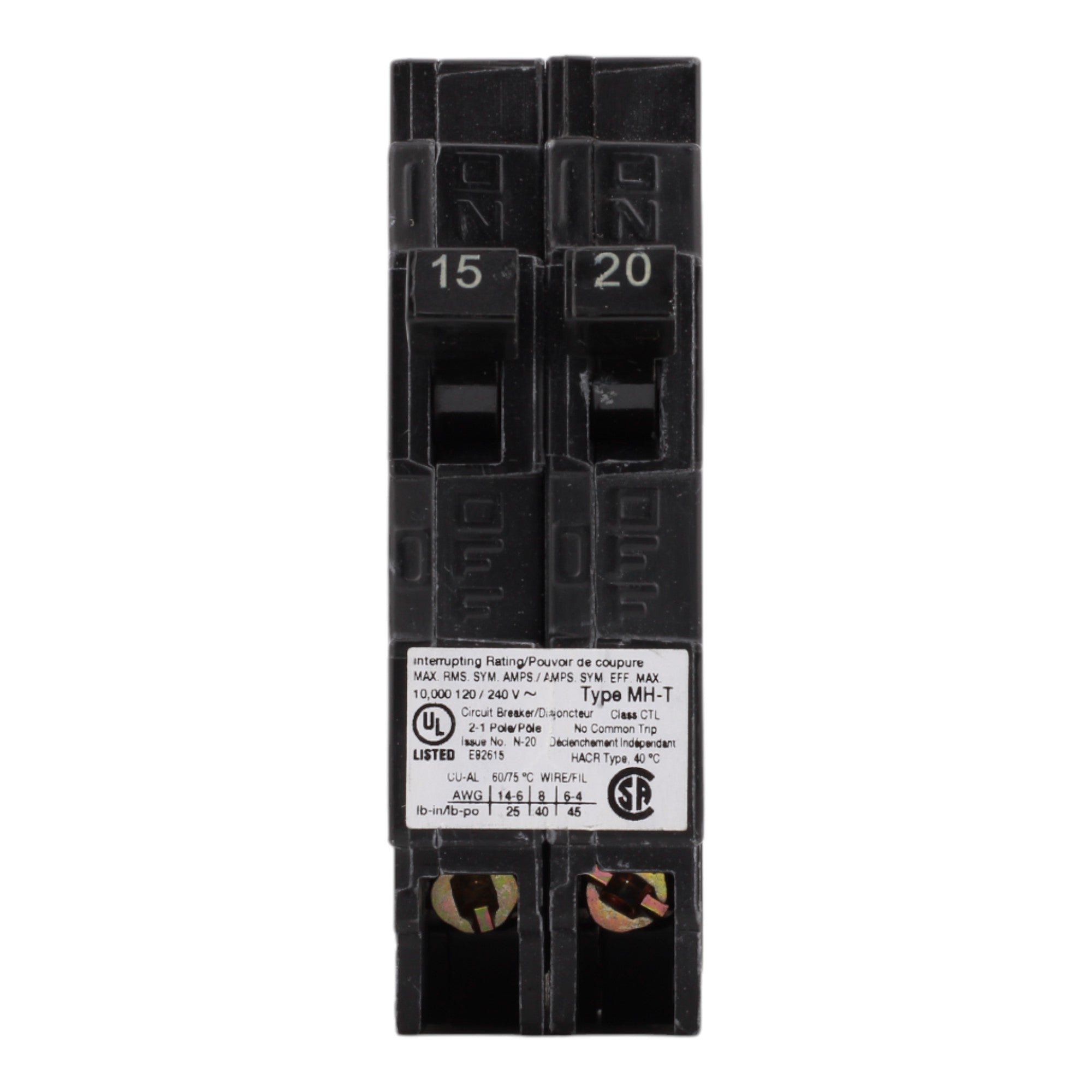 Murray MP1520 15/20A 120V 1-Pole Duplex Thermal Magnetic Circuit Breaker, Compatible with Murray and Siemens Load Centers - Image 2