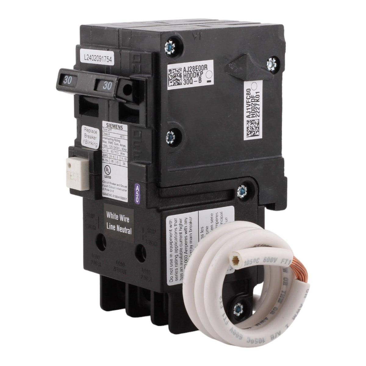Siemens QF230A, 30 Amp, 120/240 Volt, Double Pole, GFCI Circuit Breaker, Plug-In Connection, For Siemens Type EQ, EQL, SEQ Loadcenters - Image 2
