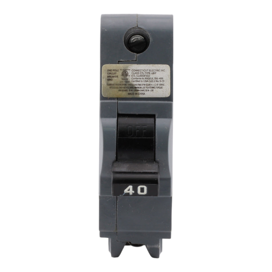 Connecticut Electric UBIF-40NB 40A 1P FPE Replacement Bolt-On Circuit Breaker - Image 2