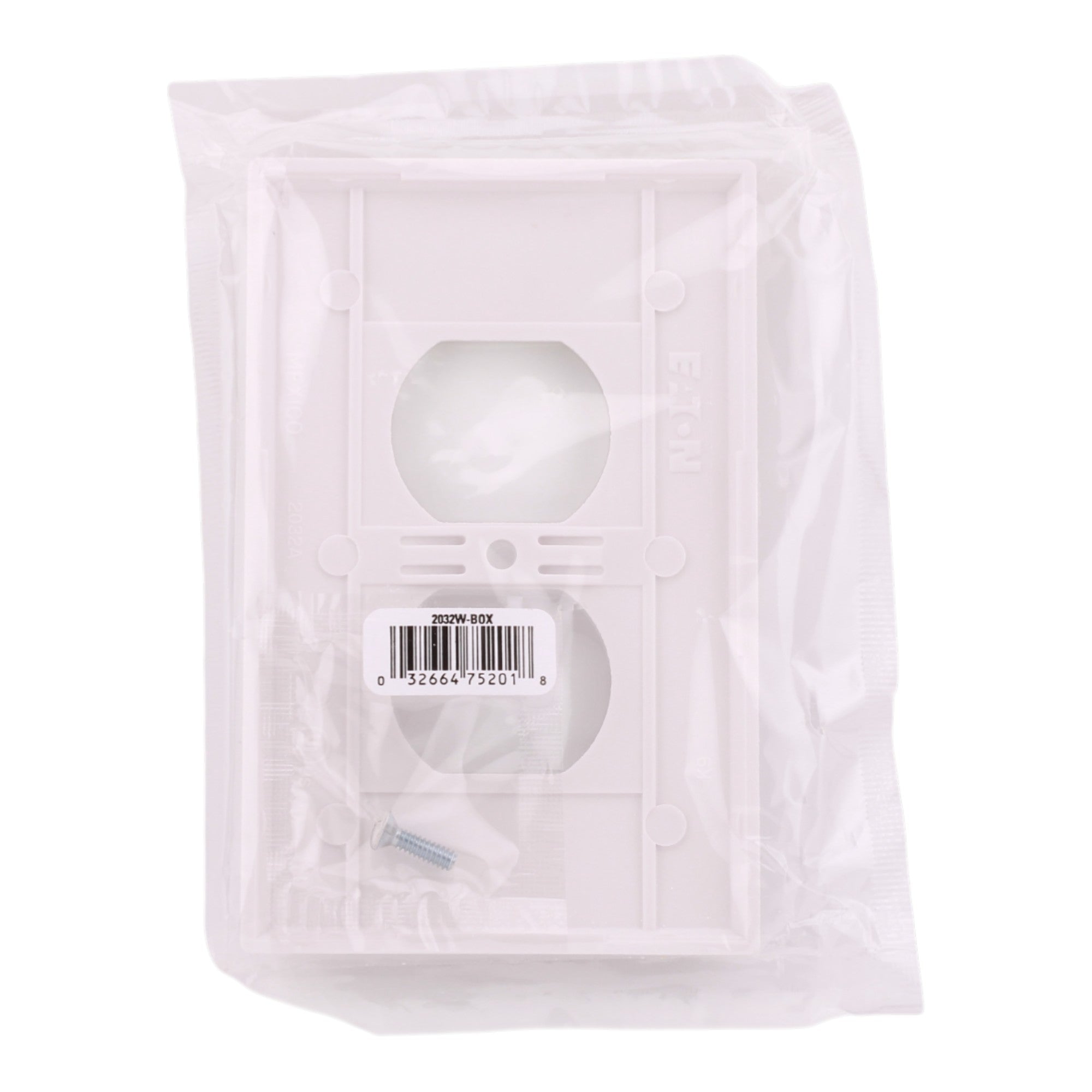 Eaton PACK-25 2032W-BOX Mid-Size 1-Gang Duplex Receptacle Wallplate White Thermoset - Image 3