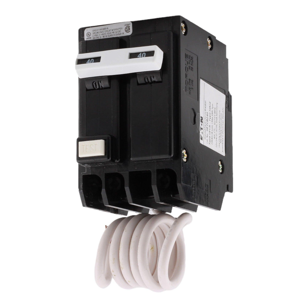 Eaton GFTCB240 40A 120/240V 2-pole GFCI Circuit Breaker Pigtail Neutral - Image 3