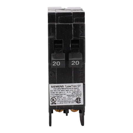 Siemens Q2020 Tandem 20/20A 1P 120V 10kA Circuit Breaker - Image 2