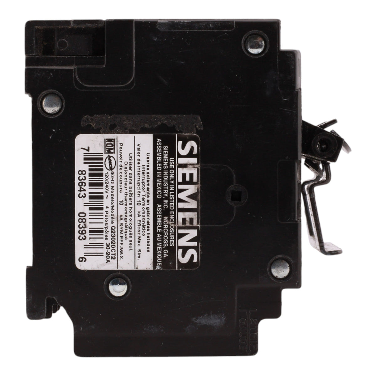 Siemens Q23020CT2 30A-20A 2P 120/240V Duplex Circuit Breaker - Image 3
