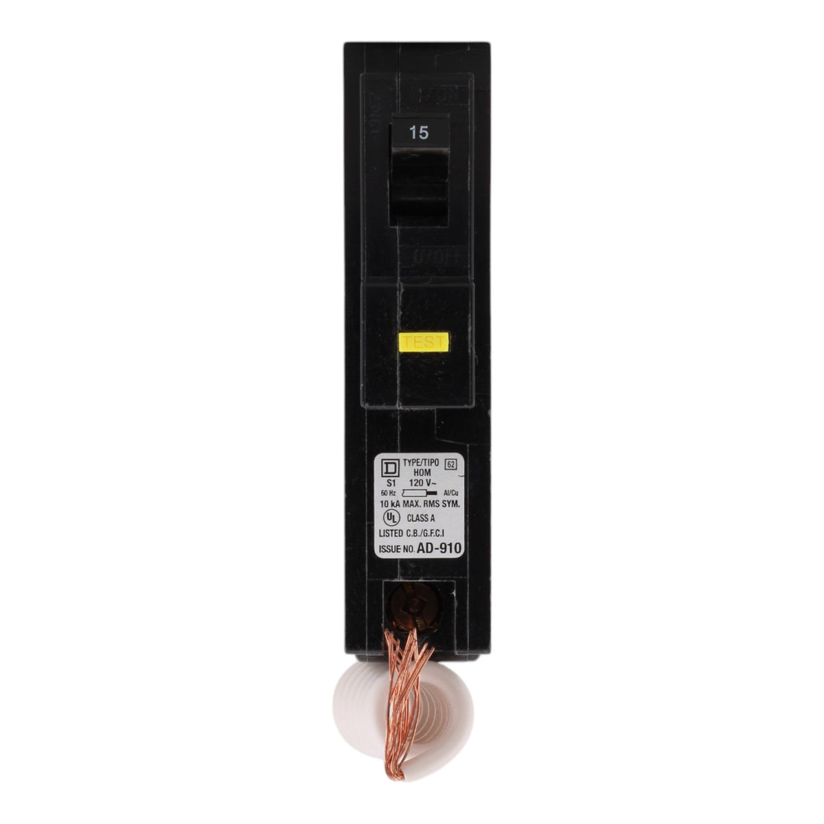 Square D HOM115GFI 15 Amps 120 Volts Single-Pole GFCI Circuit Breaker for Homeline Panels - Image 2