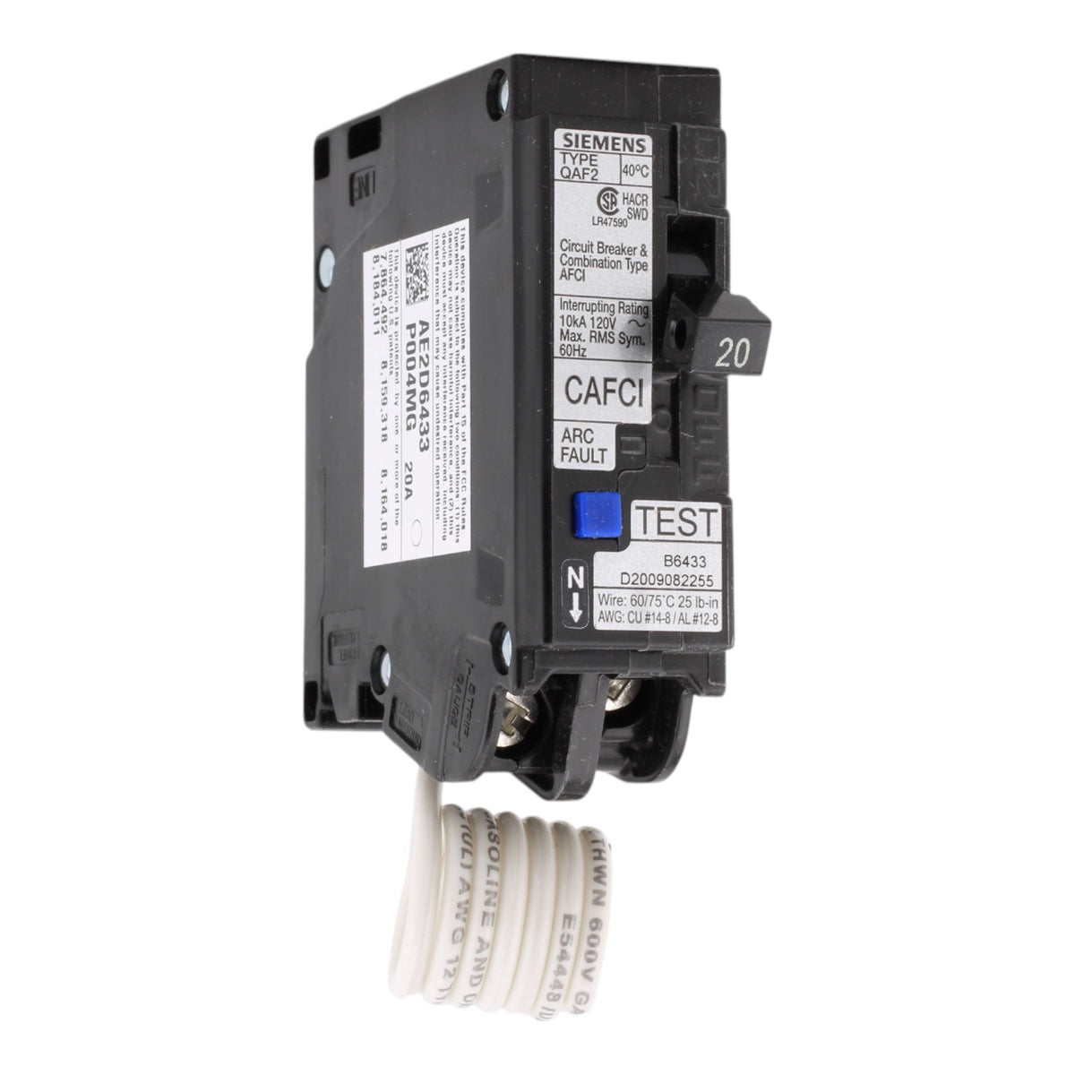 Siemens QA120AFCCSA 20A 1P 120V AFCI Circuit Breaker