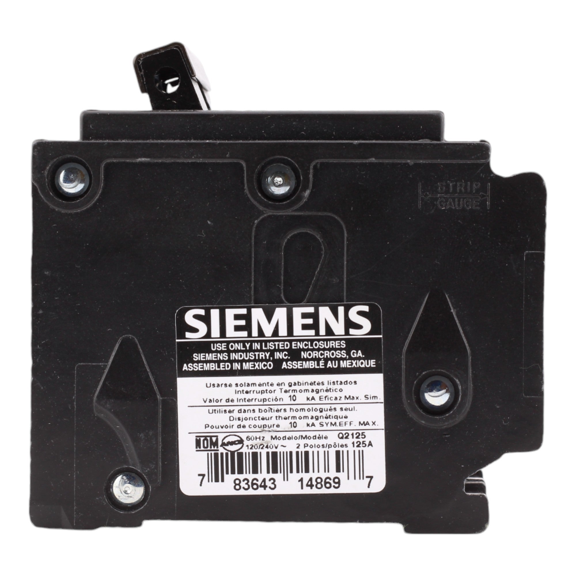 Siemens Q2125 125 Amp Double Pole 240V Plug-In Standard Trip Circuit Breaker UL - Image 8