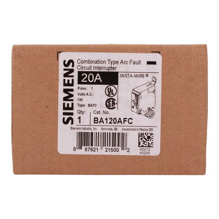 Siemens BA, BA120AFC, 20A, 1P, 120V, AFCI, Pigtail Neutral, Circuit Breaker - Image 3