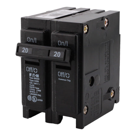 Eaton BR220 20A Double Pole 120/240V Thermal Magnetic Circuit Breaker, Plug-In, Type BR for BR Load Centers - Image 3