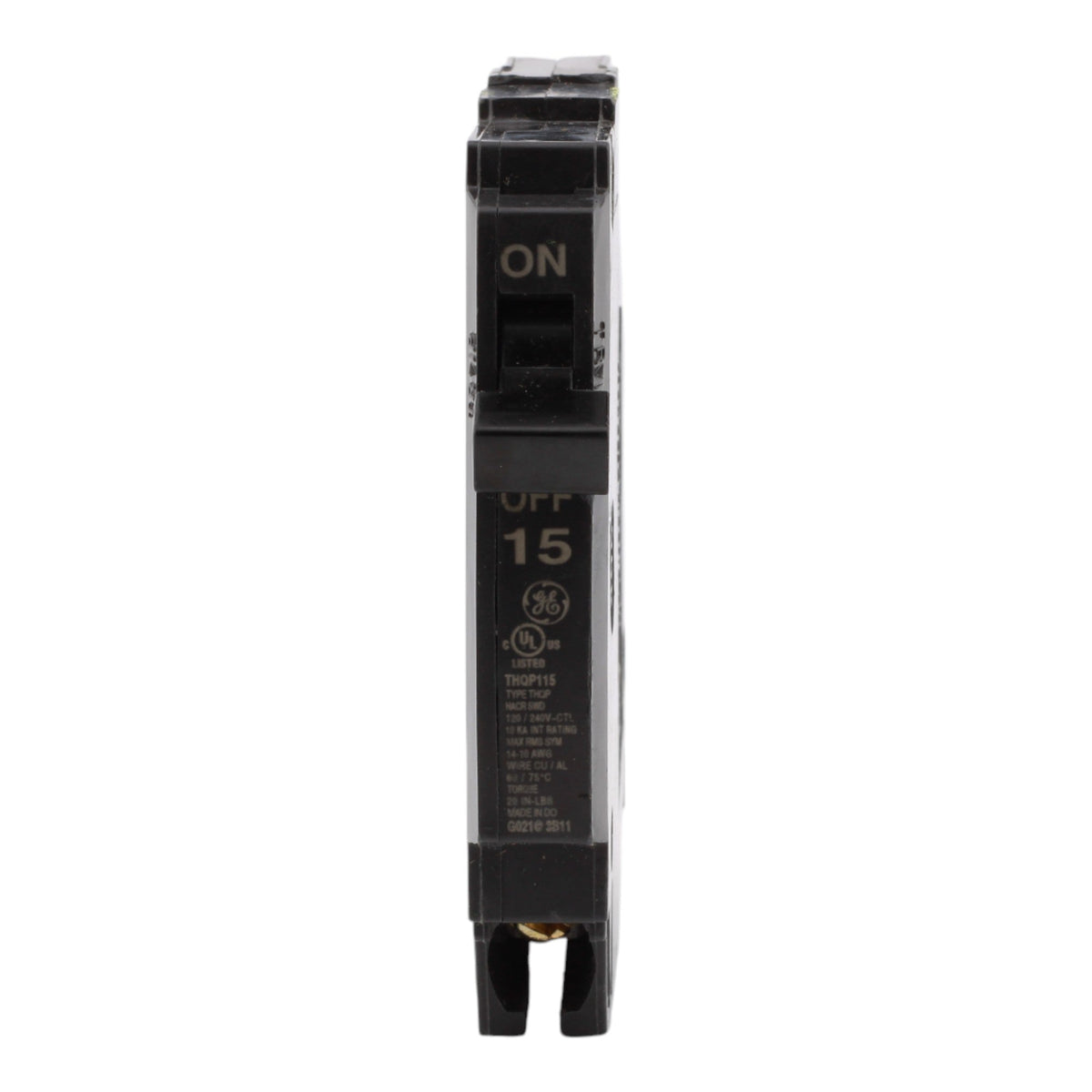 GE THQP115 15 Amp Single-Pole Circuit Breaker - 120/240V, 10kA, Plug-In, UL Listed - Image 2