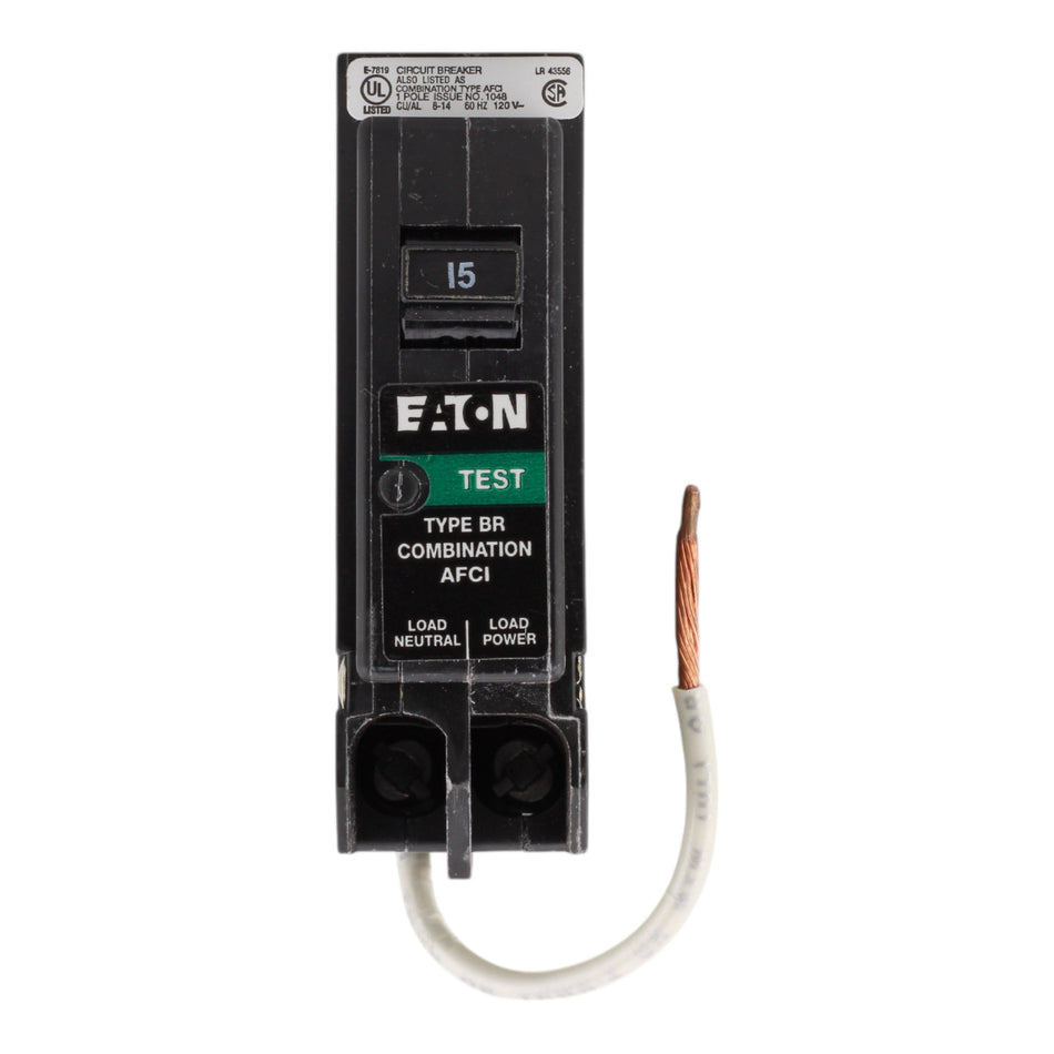 Eaton BRCAF115QN, 15A, 120V, 1-Pole AFCI Circuit Breaker, Quick Connect Neutral, Plug-On, for BR Load Centers - Image 2