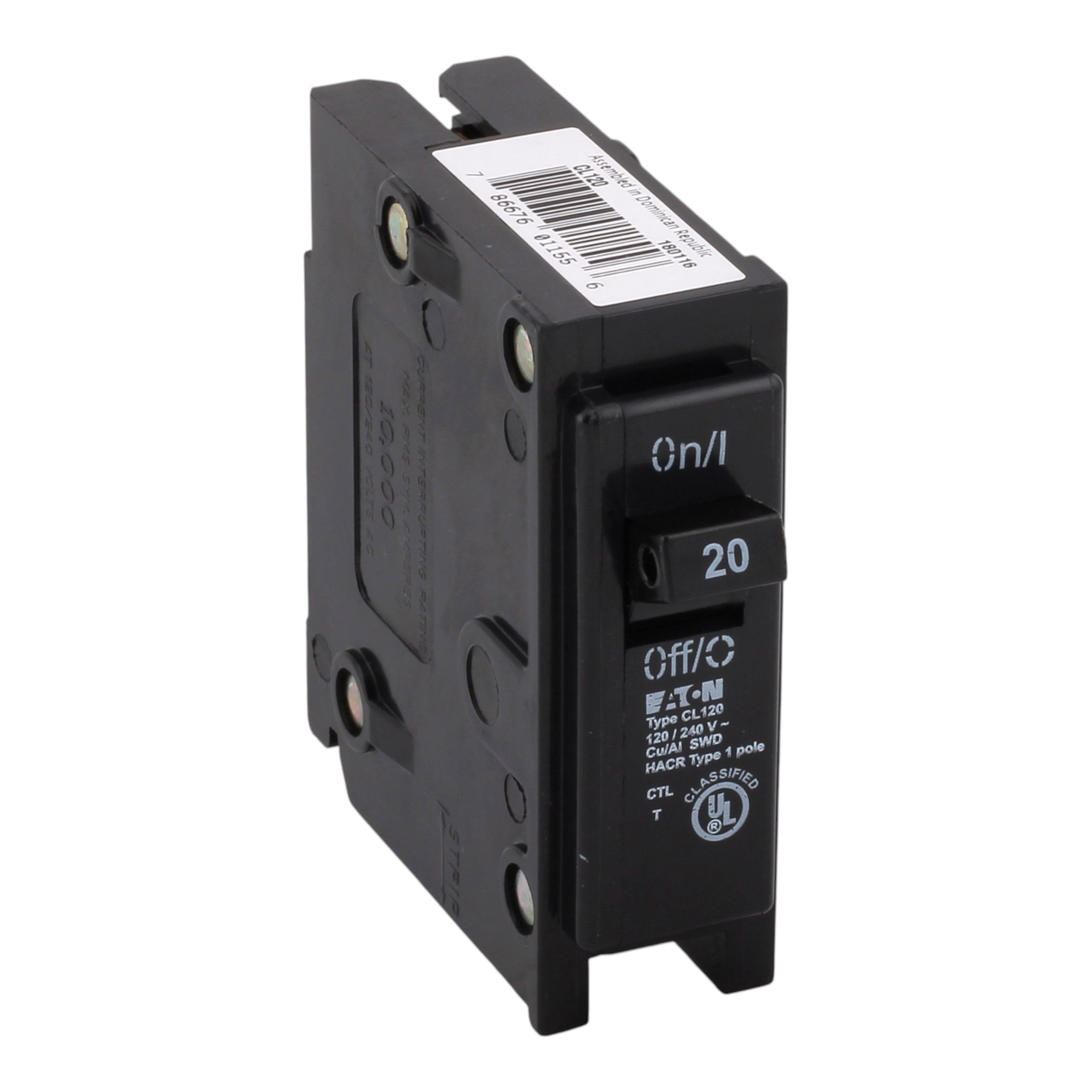 Eaton Classified CL120 20A 1P 120/240V Thermal Magnetic Circuit Breaker